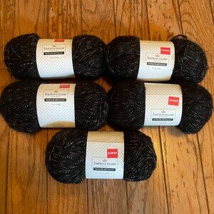 5 Skeins Buttercream Luxe Craft Mohair Merallic Yarn Color Black Silver188 ydsea